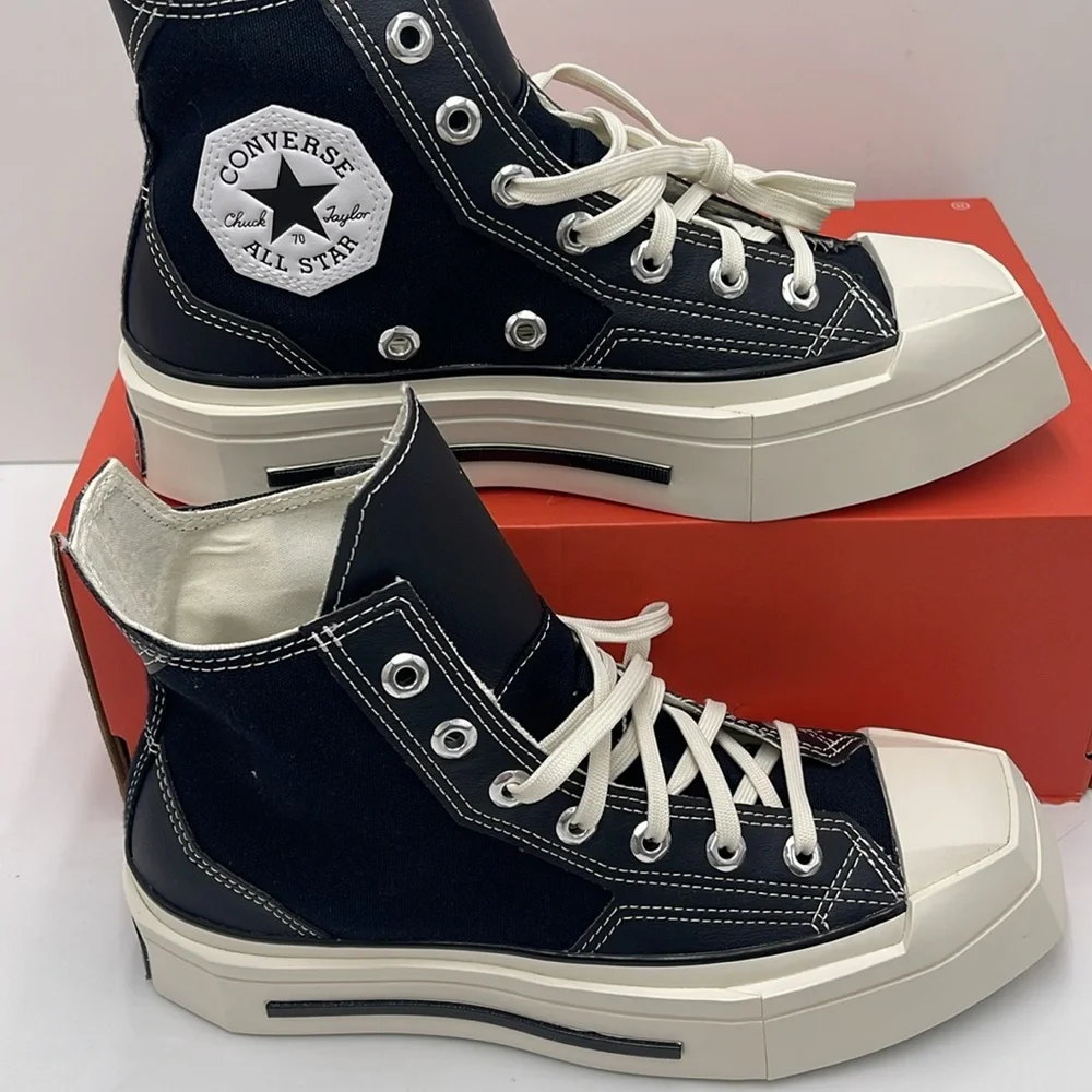 Converse WMNS Black High-Top Sneakers A06435C CHUCK 70 DE LUXE SQUARED HI BLACK/